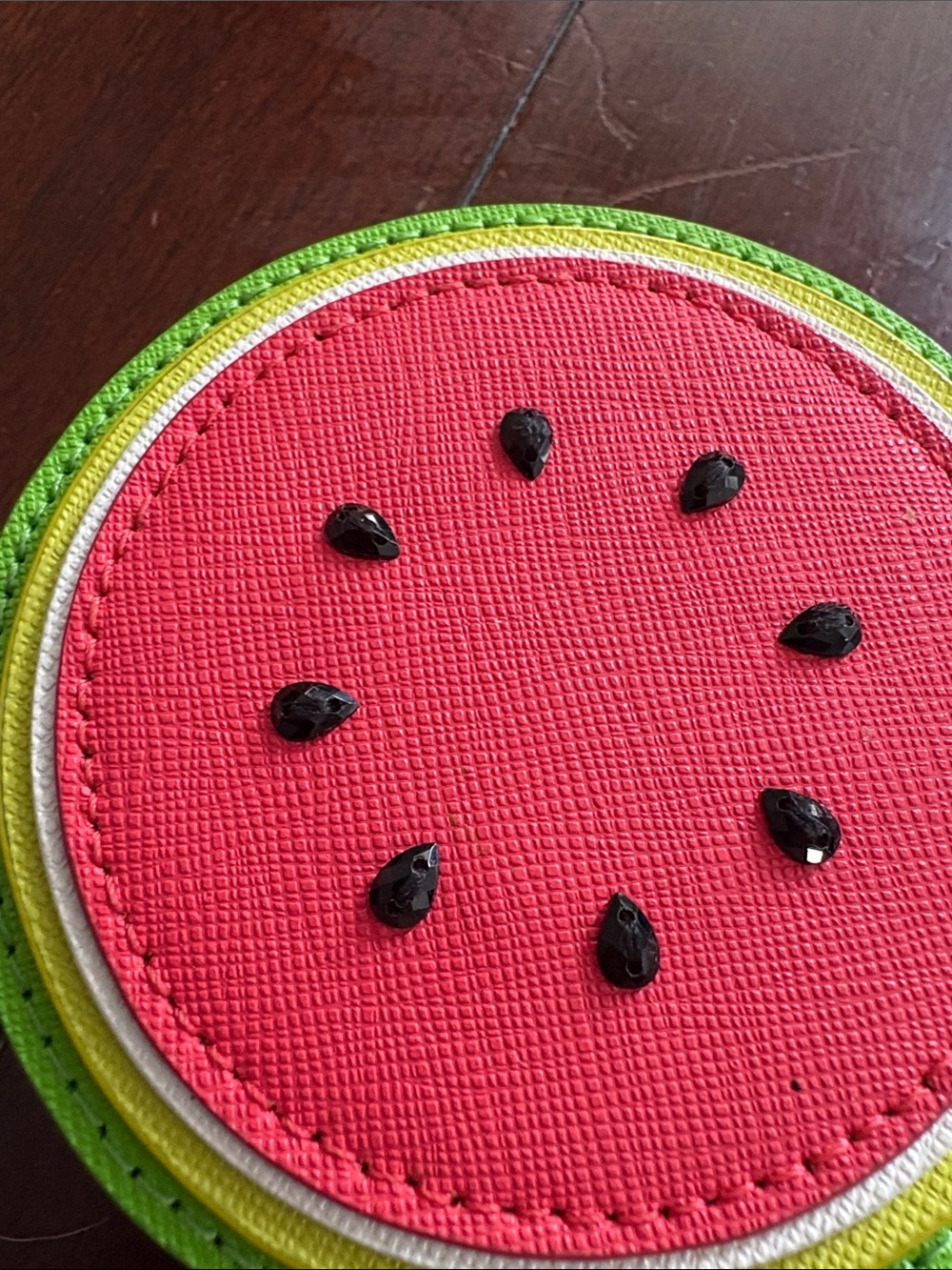 Kate Spade NWOT novelty Watermelon zippy Coin Purse w black jewels for seeds. - Picture 3 of 6